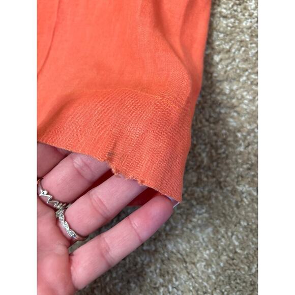 Elevenses sailor pants wide leg trouser 100% linen coral orange SZ 0 high waist - Picture 8 of 9